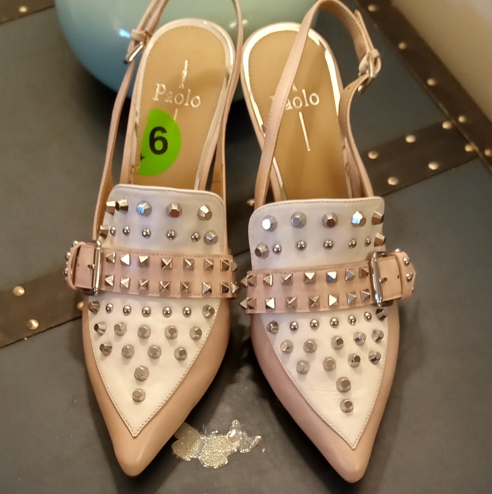 Leather studded heels